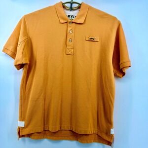 Orvis Mens Polo Shirt Large Orange Cotton Pique Short Sleeve Fly Fishing